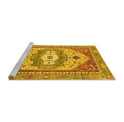 Sideview of Machine Washable Abstract Yellow Modern Rug, wshabs4082yw