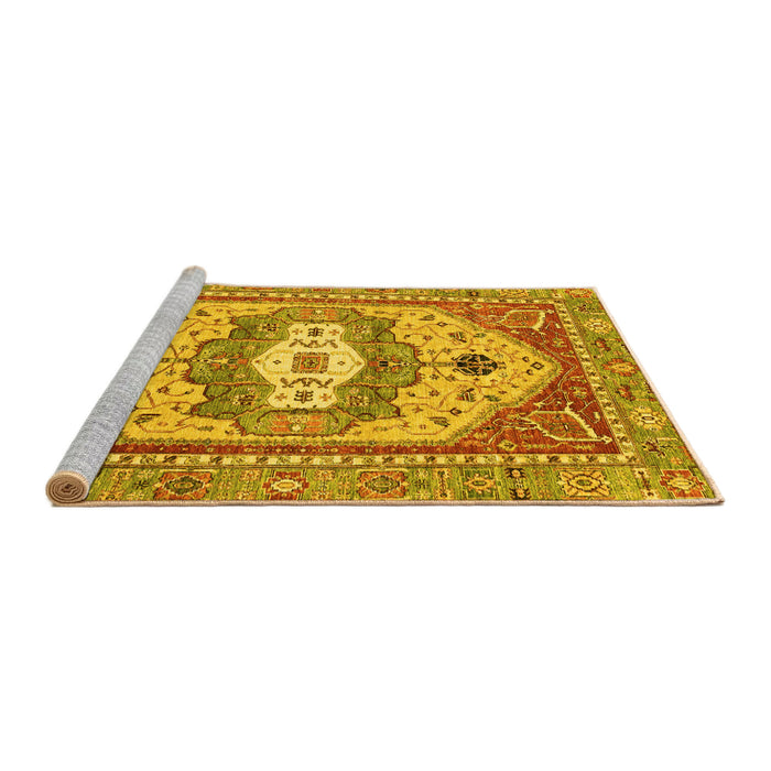 Sideview of Machine Washable Abstract Yellow Modern Rug, wshabs4082yw