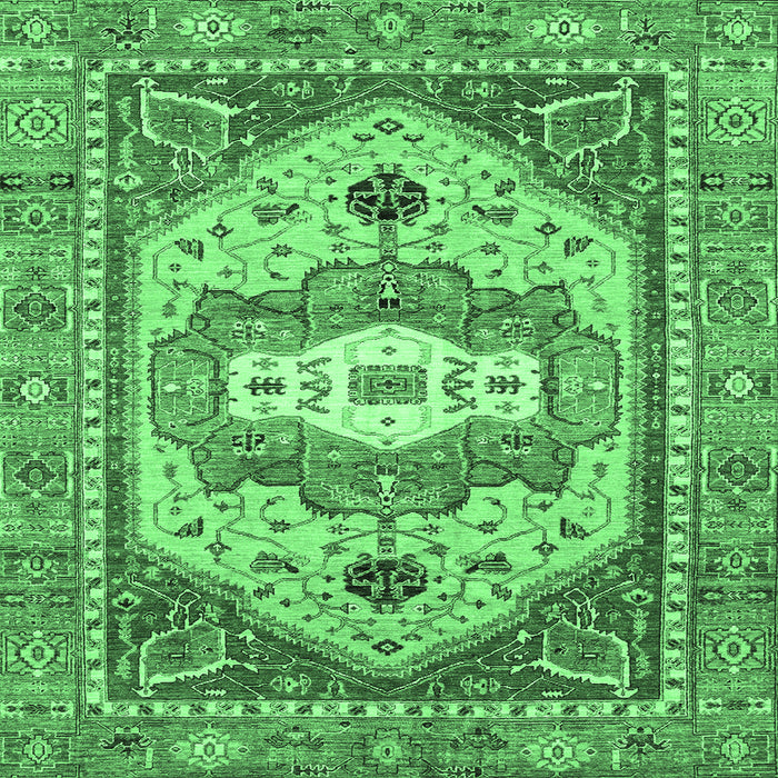 Square Abstract Emerald Green Modern Rug, abs4082emgrn