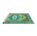 Sideview of Machine Washable Abstract Turquoise Modern Area Rugs, wshabs4082turq