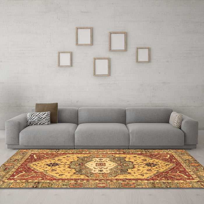Machine Washable Abstract Brown Modern Rug in a Living Room,, wshabs4082brn