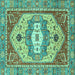 Square Abstract Turquoise Modern Rug, abs4082turq