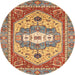 Round Abstract Chestnut Red Modern Rug, abs4082