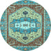 Round Abstract Light Blue Modern Rug, abs4082lblu