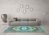 Machine Washable Abstract Light Blue Modern Rug, wshabs4082lblu