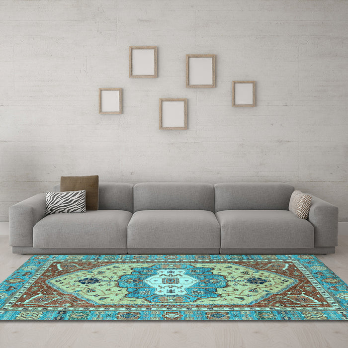 Machine Washable Abstract Light Blue Modern Rug in a Living Room, wshabs4082lblu