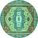 Round Abstract Turquoise Modern Rug, abs4082turq