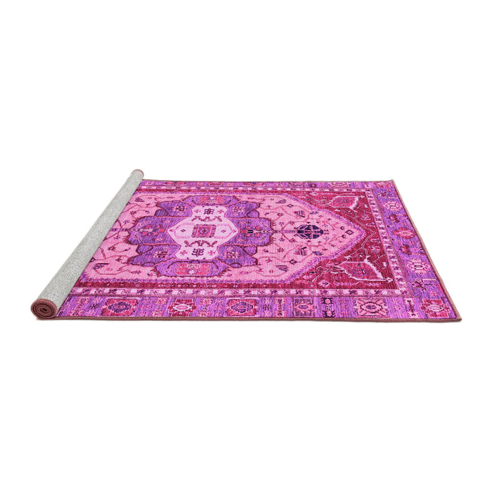 Sideview of Machine Washable Abstract Pink Modern Rug, wshabs4082pnk