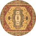 Round Abstract Brown Modern Rug, abs4082brn