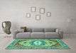 Machine Washable Abstract Turquoise Modern Area Rugs in a Living Room,, wshabs4082turq