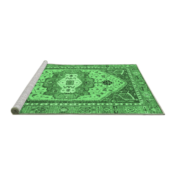 Sideview of Machine Washable Abstract Emerald Green Modern Area Rugs, wshabs4082emgrn