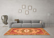 Machine Washable Abstract Orange Modern Area Rugs in a Living Room, wshabs4082org