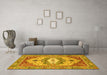 Machine Washable Abstract Yellow Modern Rug in a Living Room, wshabs4082yw