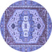 Round Abstract Blue Modern Rug, abs4082blu