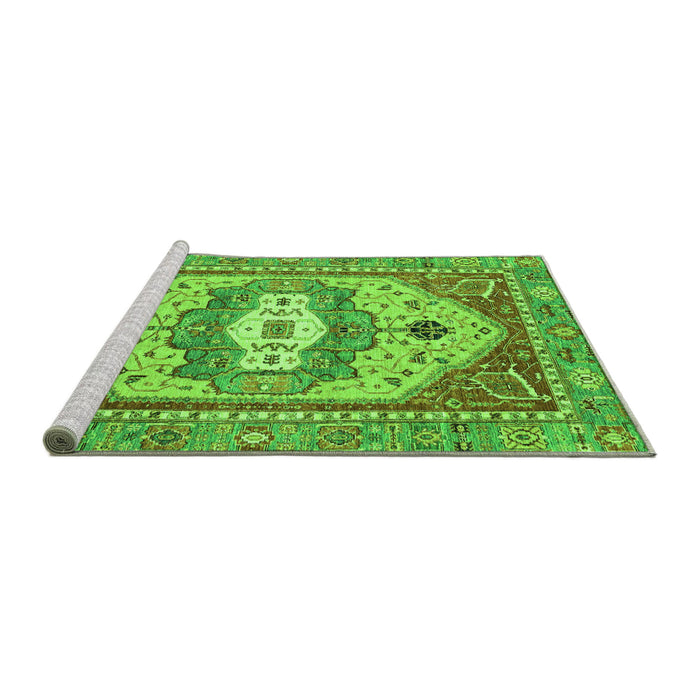 Sideview of Machine Washable Abstract Green Modern Area Rugs, wshabs4082grn