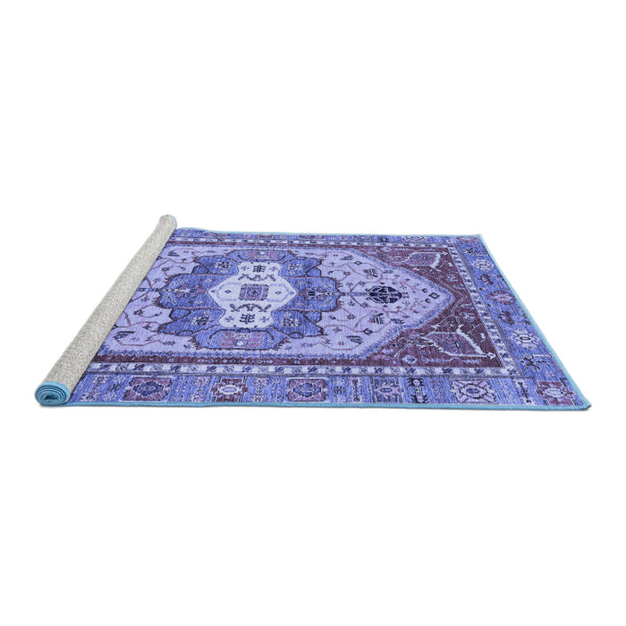 Sideview of Machine Washable Abstract Blue Modern Rug, wshabs4082blu