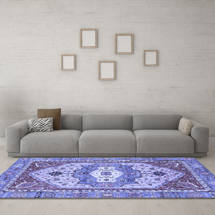 Machine Washable Abstract Blue Modern Rug in a Living Room, wshabs4082blu
