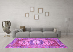 Machine Washable Abstract Purple Modern Area Rugs in a Living Room, wshabs4082pur