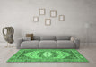 Machine Washable Abstract Emerald Green Modern Area Rugs in a Living Room,, wshabs4082emgrn