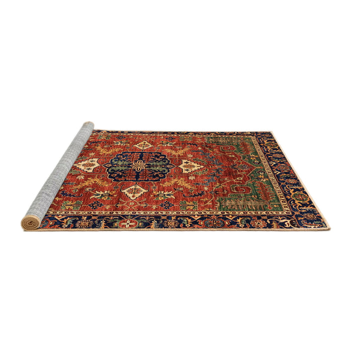 Sideview of Machine Washable Abstract Saffron Red Rug, wshabs4083