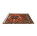 Sideview of Machine Washable Abstract Saffron Red Rug, wshabs4083