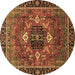 Round Persian Brown Traditional Rug, abs4083brn