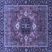 Square Machine Washable Persian Blue Traditional Rug, wshabs4083blu