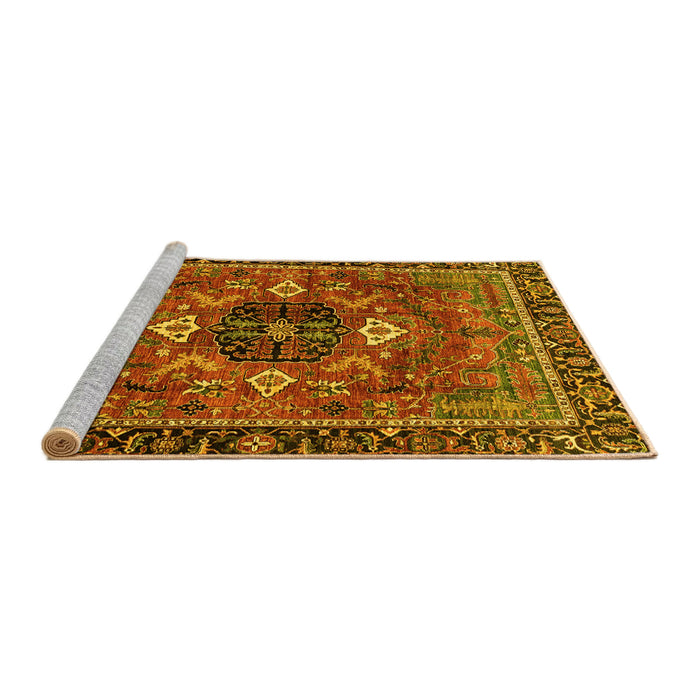 Sideview of Machine Washable Persian Yellow Traditional Rug, wshabs4083yw