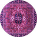 Round Persian Purple Traditional Rug, abs4083pur