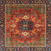 Square Abstract Saffron Red Persian Rug, abs4083