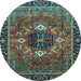 Round Machine Washable Persian Light Blue Traditional Rug, wshabs4083lblu