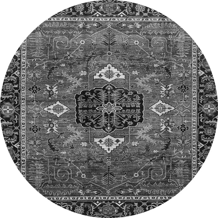 Round Machine Washable Persian Gray Traditional Rug, wshabs4083gry