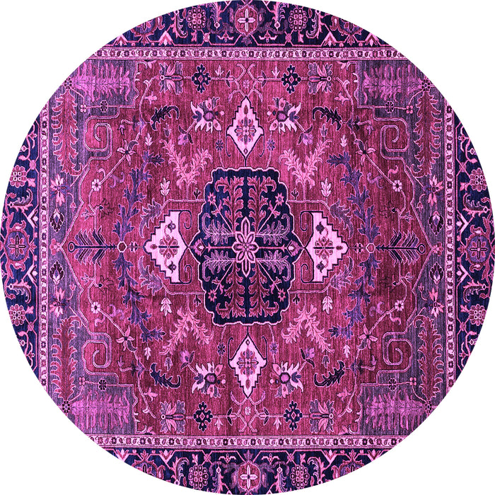 Round Machine Washable Persian Purple Traditional Area Rugs, wshabs4083pur