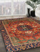 Abstract Saffron Red Persian Rug in Family Room, abs4083