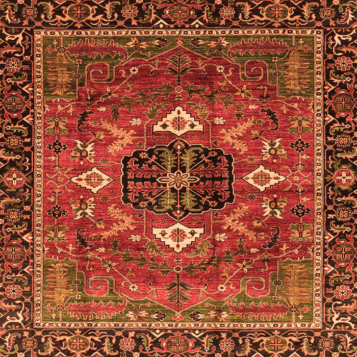 Square Machine Washable Persian Orange Traditional Area Rugs, wshabs4083org