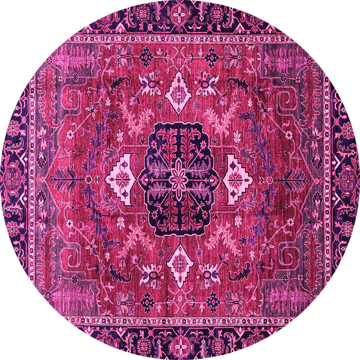 Round Machine Washable Persian Pink Traditional Rug, wshabs4083pnk