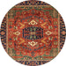 Round Machine Washable Abstract Saffron Red Rug, wshabs4083