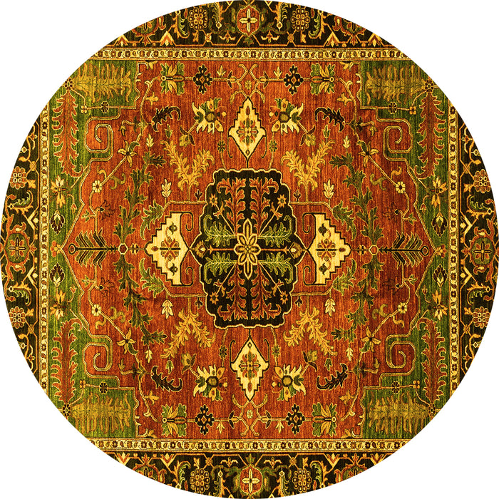 Round Persian Yellow Traditional Rug, abs4083yw