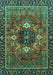 Machine Washable Persian Turquoise Traditional Area Rugs, wshabs4083turq