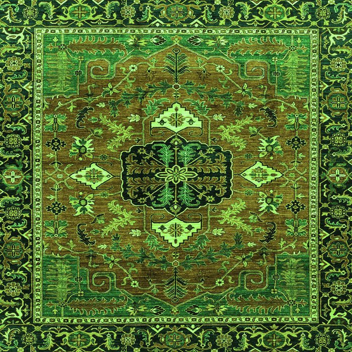 Square Machine Washable Persian Green Traditional Area Rugs, wshabs4083grn