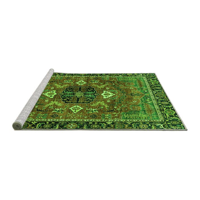 Sideview of Machine Washable Persian Green Traditional Area Rugs, wshabs4083grn