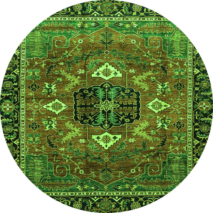 Round Persian Green Traditional Rug, abs4083grn