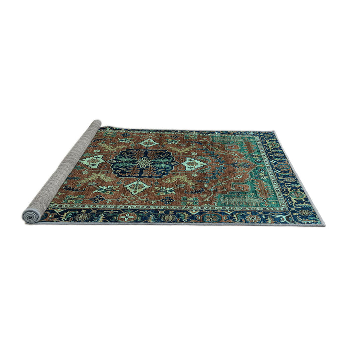 Sideview of Machine Washable Persian Light Blue Traditional Rug, wshabs4083lblu