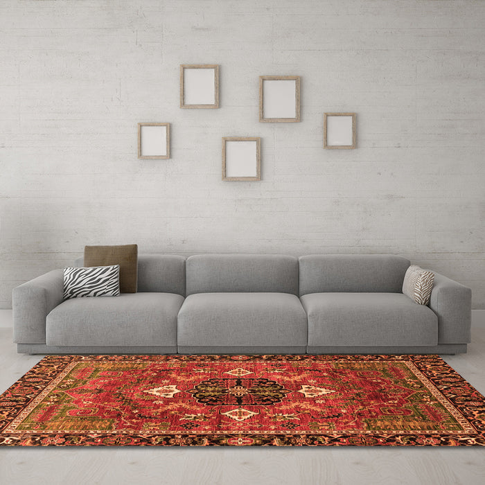 Machine Washable Persian Orange Traditional Area Rugs in a Living Room, wshabs4083org