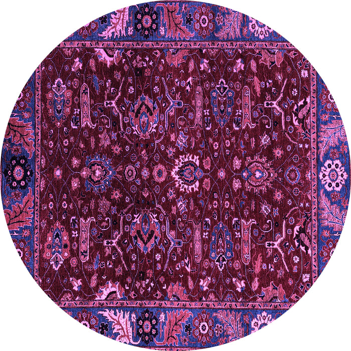Round Abstract Purple Modern Rug, abs4084pur