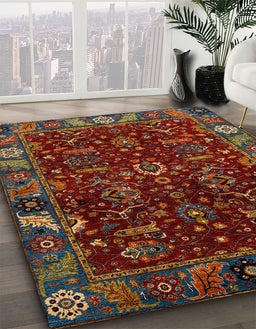 Machine Washable Abstract Brown Rug in a Family Room, wshabs4084