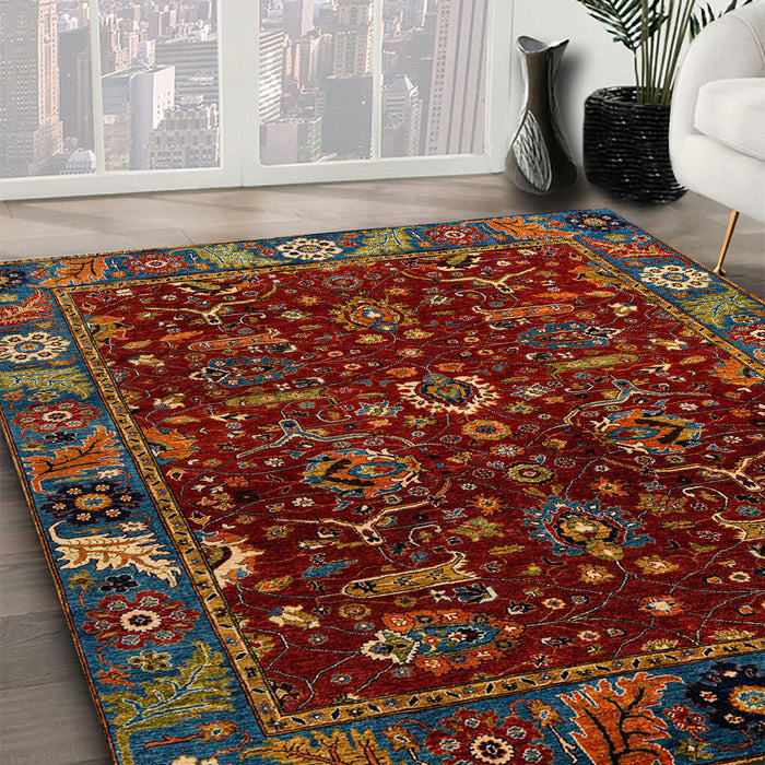 Machine Washable Abstract Brown Rug in a Family Room, wshabs4084