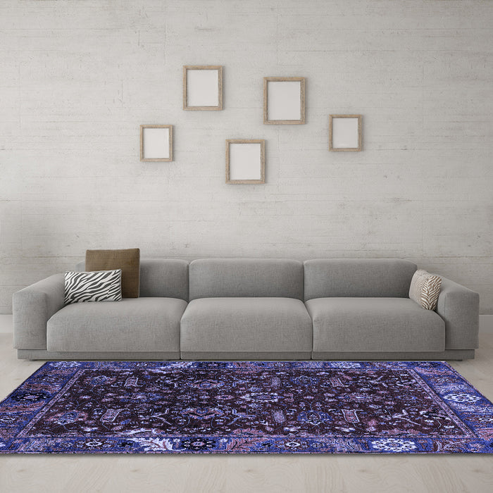 Machine Washable Abstract Blue Modern Rug in a Living Room, wshabs4084blu