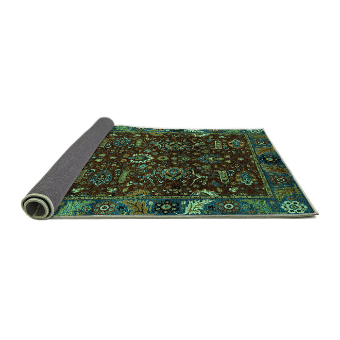 Sideview of Abstract Turquoise Modern Rug, abs4084turq