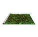 Sideview of Machine Washable Abstract Green Modern Area Rugs, wshabs4084grn